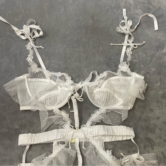 New! For Love and Lemons White Eternal Rose Teddy 10450 - Picture 6 of 14